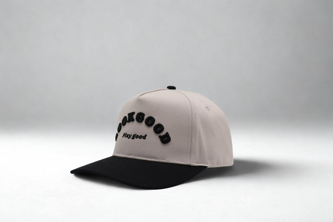 Look Good Play Good Black and Cream Hat - Likeness Brand