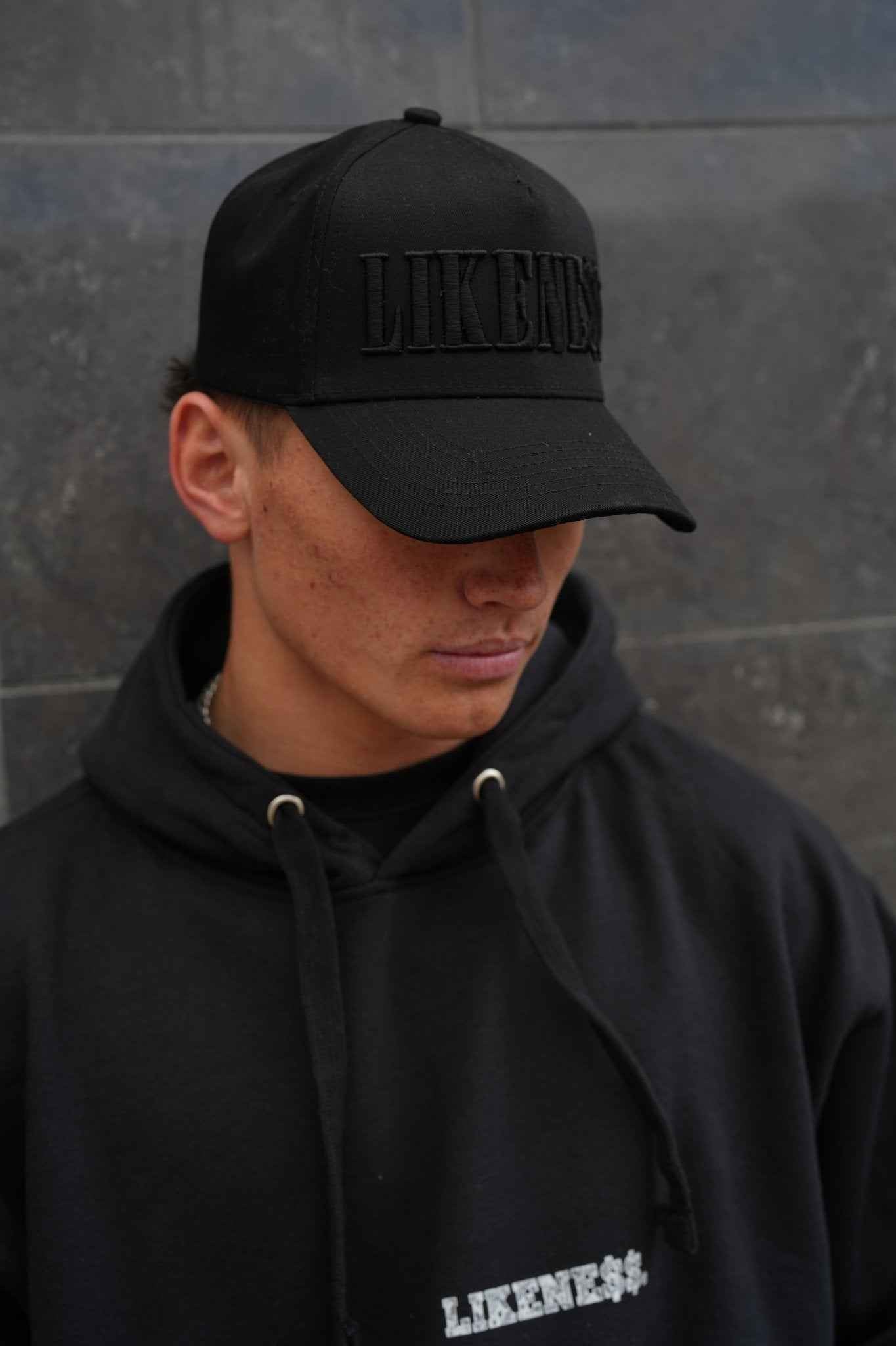 LIKENE$$ Hat (Black on Black)