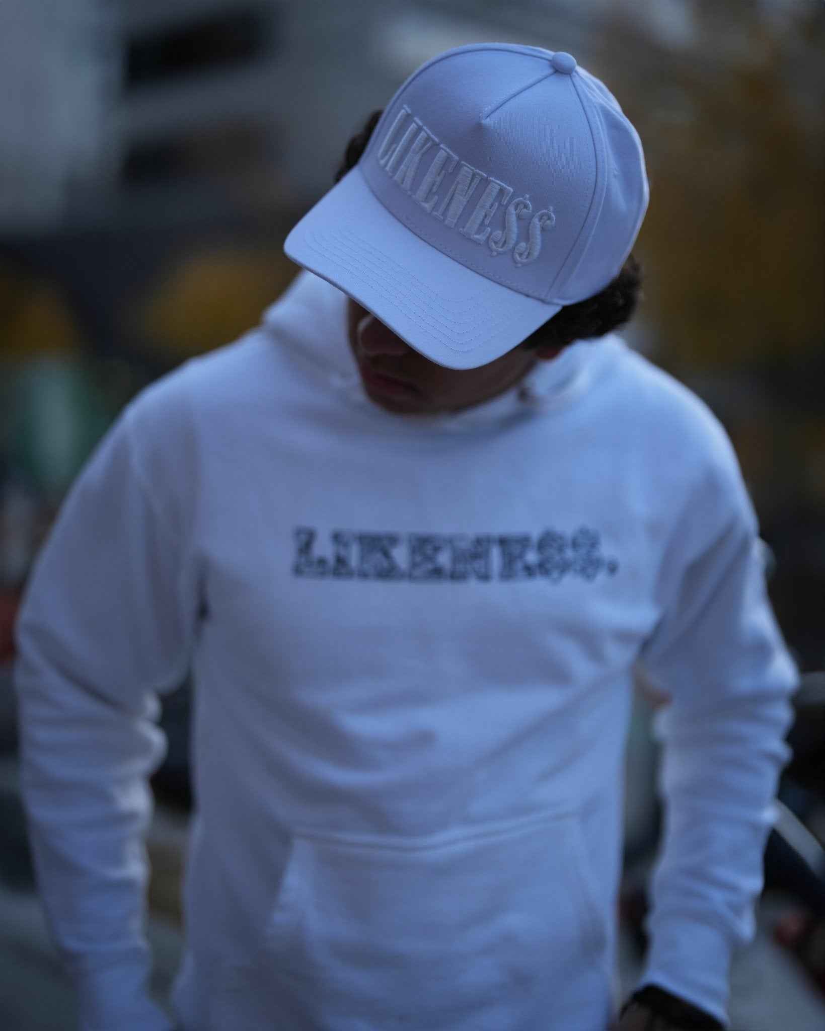 LIKENE$$. Cap (White on White)