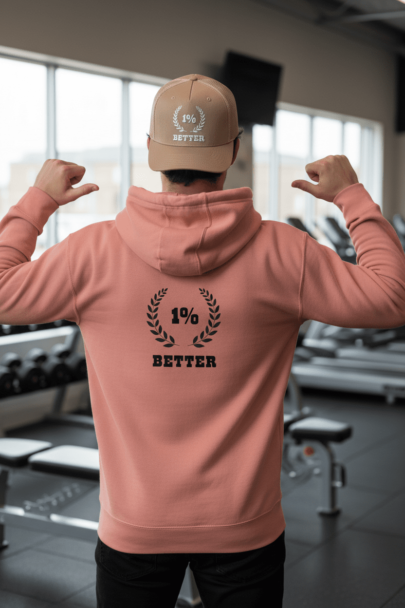 1% Better Oversized heavyweight hoodie (Back Print) - Likeness Brand