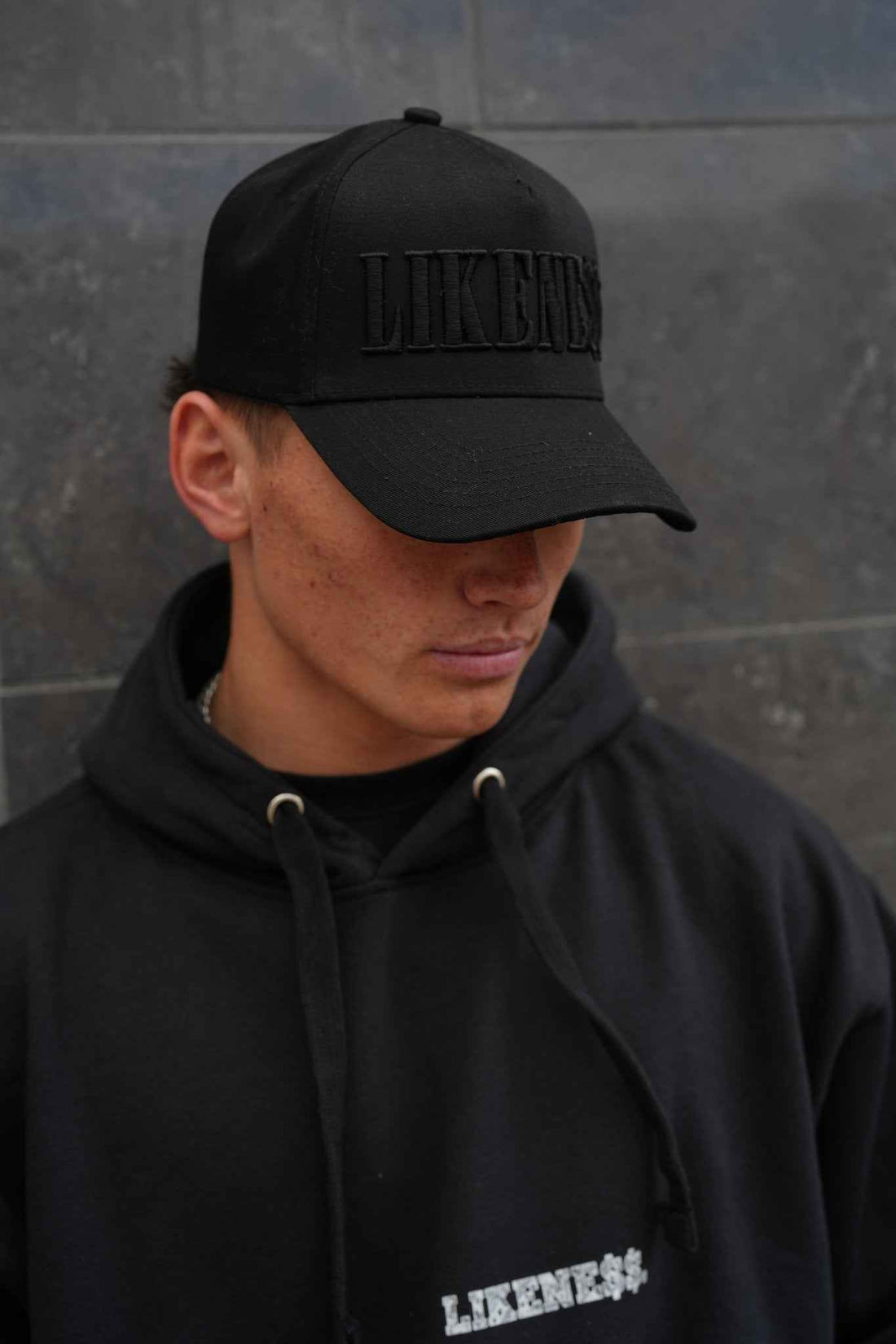 LIKENE$$ Hat (Black on Black)